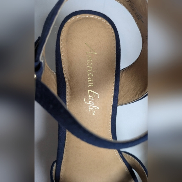 American Eagle Women's Dark Blue Espadrille Wedge Sandal Slingback Heel Sz 6.5 - Picture 3 of 9